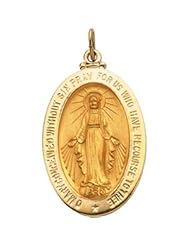 Miraculous Medal 14K Yellow Gold 29.00X20.00 mm