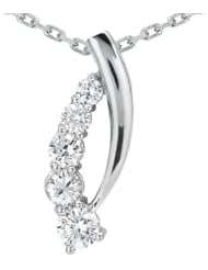 1.00 Ct Ladys Round Cut Diamond Pendant in 18 Karat White Gold