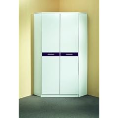 Eckschrank Gianna, Alpinwei�, Absetzung Hochglanz Brombeer