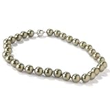 17.5 Swarovski Crystal Accent Green Simulated South Sea Pearl Necklace