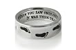 Footprints in the Sand Ring - Top Quality Stainless Steel Ring with Black Enamel Footprints - Inspirational jewelry for men or women with Christian Foot Prints Quote