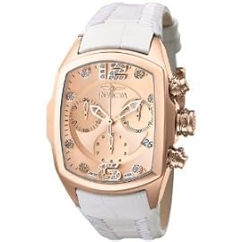 Invicta Women's 6826 Lupah Revolution Collection Chronograph Diamond Accented White Leather Watch