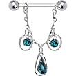 Blue Zircon Teardrop Trilogy Nipple Ring