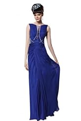 A-line Chiffon Bateau Neck Beaded Sleeveless Cocktail Floor Length Homecoming Dress/Pageant Dress/Prom Dress/Party Dress/Wedding Dress 