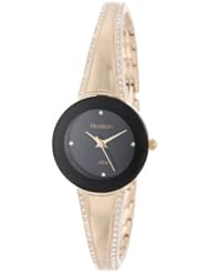 Armitron Womens 75/5151BKGP Crystal Swarovski Accented Wall-to-Wall Gold-Tone Bangle Watch