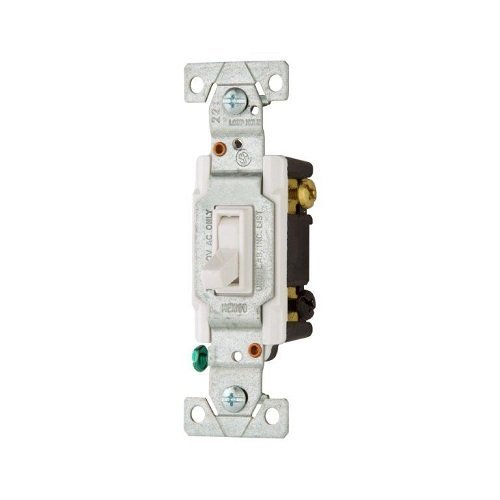 Eaton C1303-7LTW-L 15-Amp, 120-Volt Side and Push Wire Lighted Toggle Switch, White