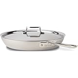 All-Clad BD551135 D5 Brushed 18/10 Stainless Steel 5-Ply Bonded Dishwasher Safe French Skillet with Loop Handle and Domed Lid Cookware, 13-Inch, Silver