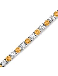 5 CT Citrine & Diamond Bracelet 14K White Gold