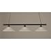 Billiard 3 Light Round Bar Pendant with Swirl Ends and Italian Bubble Glass Shade