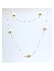 The Olivia Collection Sterling Silver Necklace With Large Simulated Pearls