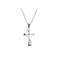 Sterling Silver Sash Cross Pendant Necklace with Diamond, 18"