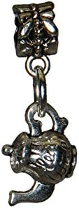 Silver Tea Pot Dangle Charm Bead for Bracelet or Necklace