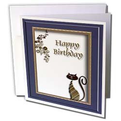 Beverly Turner Design - Copper Cat, Happy Birthday - Greeting Cards-12 Greeting Cards with envelopes