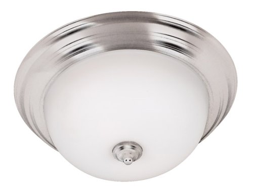 Kenroy Home 80366BS Triomphe Two-Light Flush mount Light With 10-Inch White Glass Shade – Incandescent, Brushed Steel