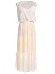 Elasticized   Waistline Pleated   Dress With Rhinestones