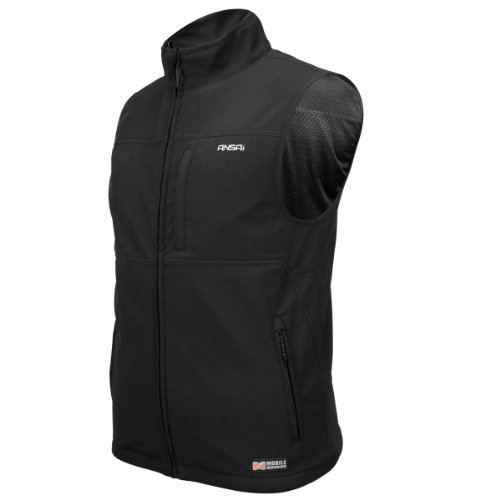 ANSAI Men's Mobile Warming Softshell Vest (Black, X-Large)