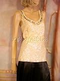 $2200 New CHLOE Cream Sequin Rhinestone Silk Top 40 / 8