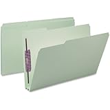 Smead Pressboard File Folder with SafeSHIELD&reg; Fasteners, 2 Fasteners, 1/3-Cut Tab, 2" Expansion, Legal Size, Gray/Green, 25 per Box (19934)