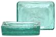 Spanish Recycled Green Glass Soap Dish 5"x3.5"x1" Set of 2