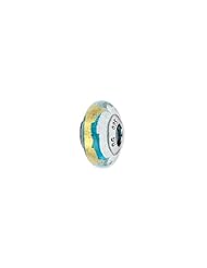 Sterling Silver Turquoise/Silver/Gold Italian Murano Glass Charm