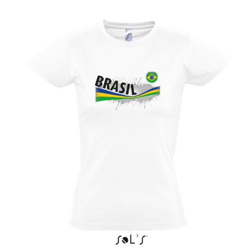 Fanshirt-Damen BRASIL, Brasilien Ländershirt EM / WM Trikot S-XXL , White , M