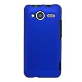 Hard Snap on Plastic BLUE RUBBERIZED Sleeve Faceplate Cover Case for HTC EV ....