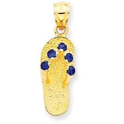 14K September/CZ Birthstone Flip Flop Pendant
