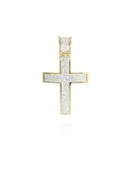 1.10 Carat Diamond Dome shape Cross Pendant in 14k Yellow gold