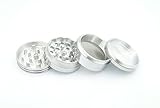 Spice Herb Grinder Aluminum Manual Handheld 50mm Diameter 4 Pieces Muller Tobacco Weed Kitchen Crusher Tool with Mesh Screen Pollen Scraper Silver