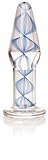 Don Wand Glass Pleasure Plug, Blue and White Helix