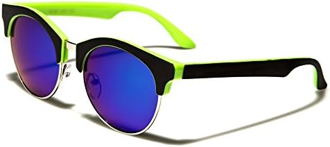 Mirozi Unisex Round-Frame Horn Rimmed Wayfarer Mirror Lens Retro Sunglasses (Black + Green, Purple)