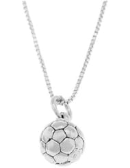Sterling Silver Small Three Dimensional Soccer Ball Necklace