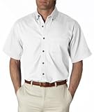 UltraClub Adult Short-Sleeve Cypress Denim Pocket. 8965