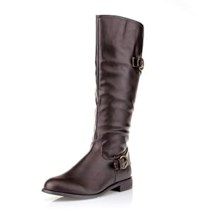 Alexis Leroy Women and Girls' Fashion Two Buckle Riding Boots Brown Size6