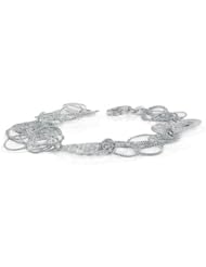 Sterling Silver 925 Laser Cut Circle & 3 Stamping Heart Bracelet