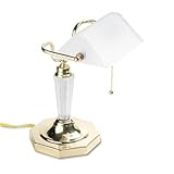 IMAGE OF Ledu L658FR 14 High Executive Banker's Lamp, Frosted White Shade/Acrylic Column/Brass Base