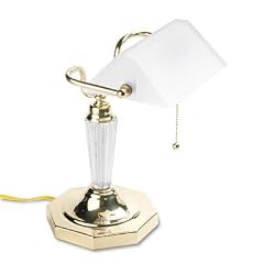 Ledu L658FR 14 High Executive Banker's Lamp, Frosted White Shade/Acrylic Column/Brass Base