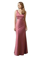 V-neck Empire   Waistline Satin Sleeveless Banding Mermaid  Dress