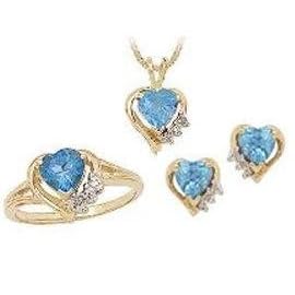 Heart-Shaped Blue Topaz and Diamond Set by Blue-Topaz Sets