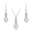 Sterling Silver Hanging CZ Necklace and Earring Set