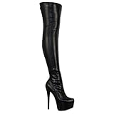 Fashion Thirsty Womens Mens Unisex Over Knee Thigh High Heel Stretch Leather Suede Boots Shoes Size 10