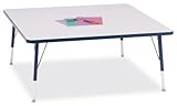 Kydz Activity Table - Square - 48" X 48", 15" - 24" Ht - Gray/Purple - Scho ....