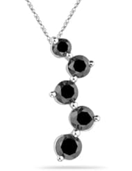 2.23 Cts Black Diamond Five Stone Journey Pendant in 14K White Gold
