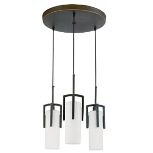 American Fluorescent REPC313RBEC Restoration Metal Frame Pendant, 3-Light, Round, Oil... by 