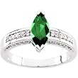 14K White Gold Chatham Created Emerald and Diamond Ring