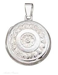 Sterling Silver 18" .8mm Wide Box Chain Necklace With Sailors Round Fancy Flower Valentine Type Locket Pendant