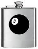 Ajmer Simiran 8oz 8 Ball Logo Metal Embedded Emblem Stainless Steel Flask