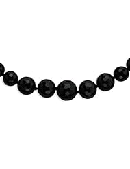 Sterling Silver 18in 8-16mm Graduated Faceted Black Agate Pearl Necklace.
