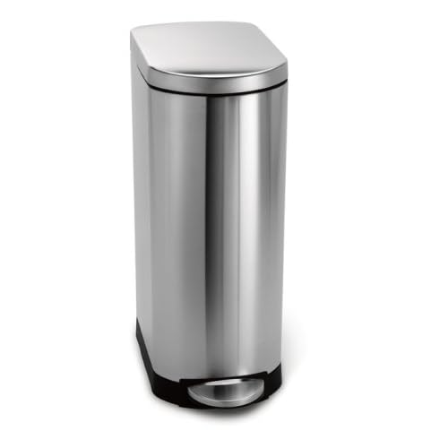 simplehuman Slim Step Trash Can, FingerprintProof Brushed