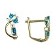 14K Yellow Gold Blue Zircon Cubic Zirconia Dragonfly Earrings